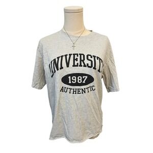 Vintage University 1987 Authentic Graphic Tee Shirt Grey Women's  Short Sleeve